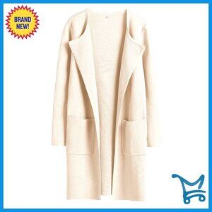 Open Front Knit Cardigan Sweater with Pockets, Cozy Long Coatigan for Fall